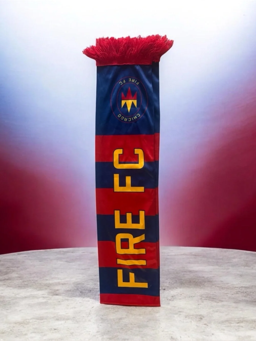 Chicago Fire FC Football Club Soccer Red, Navy & Yellow Gold Silky Neck Scarf
